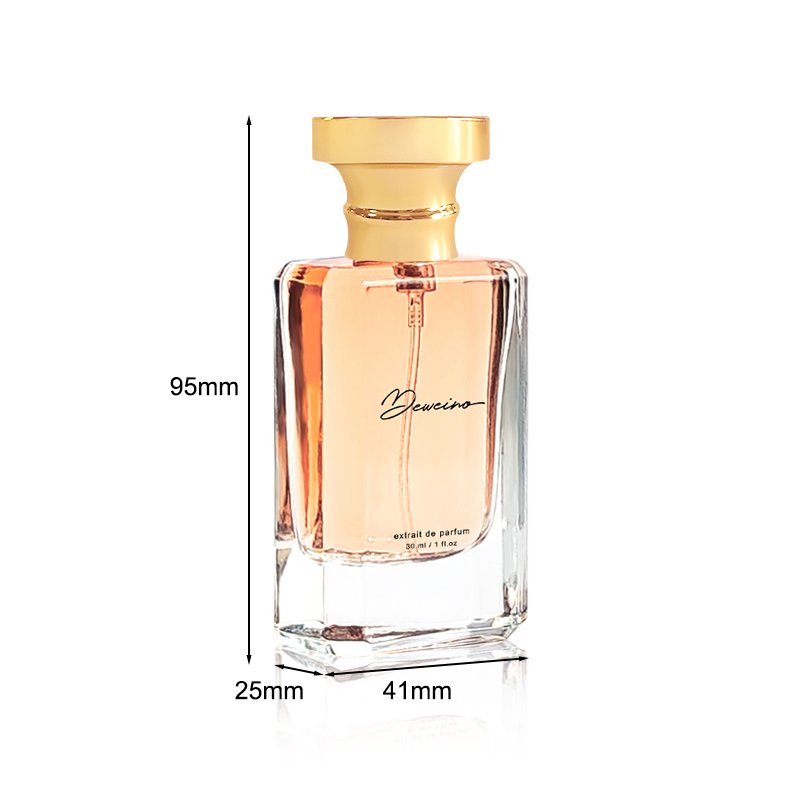 New Design 30Ml Perfume Bottle Clear Perfume Spray Glass Bottle Square Perfume Bottle With Box Packaging Crimp Neck