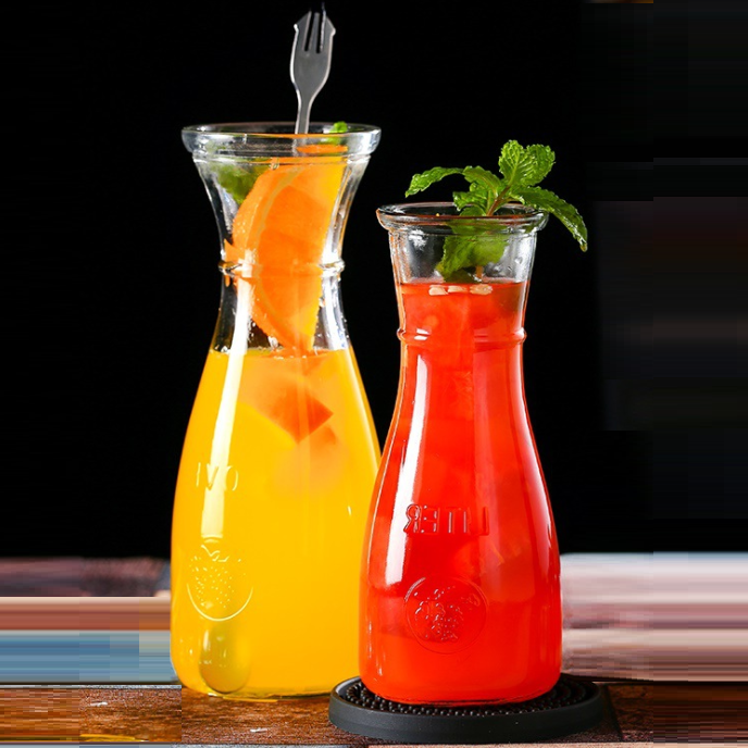 cold drinking juice glass bottle wild-mouth bottle jar carafe decanters for beverage
