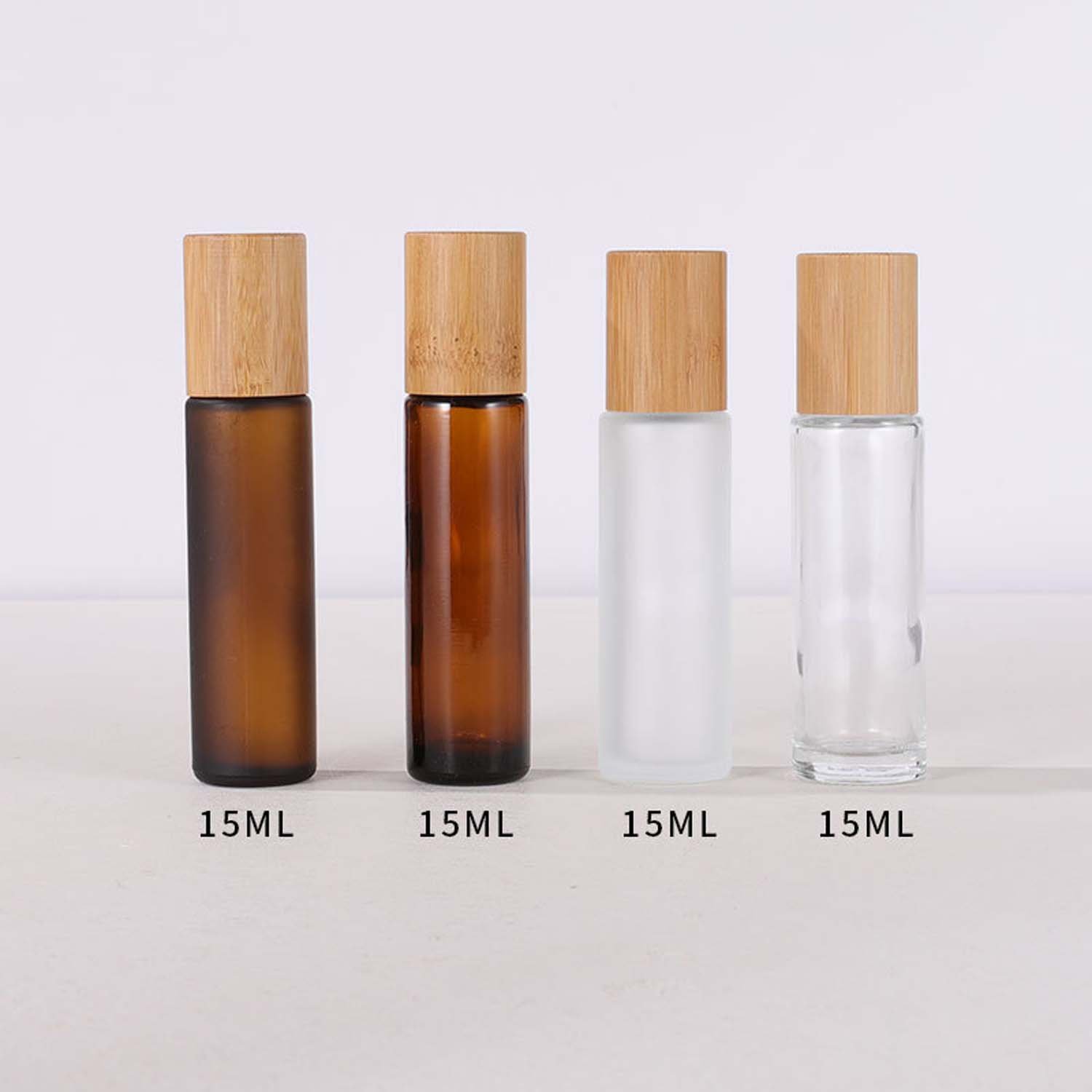 New type glass bottle with bamboo lid roller bottle for essential oils 15 ml roll on bottle