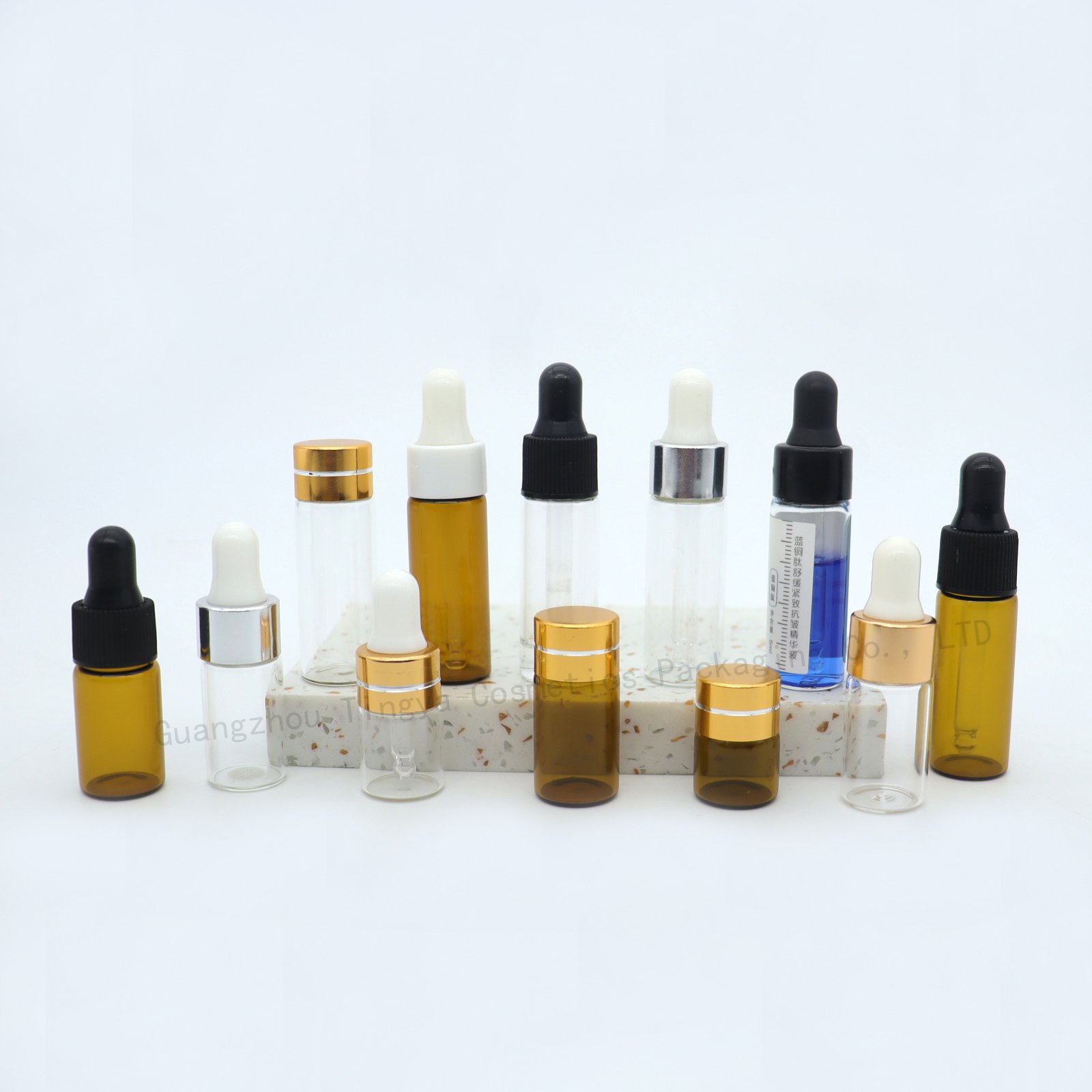 Mini size small size essential oil bottles 1ml 2ml 3ml 5ml transparent glass bottle dropper mini sample tester glass vials