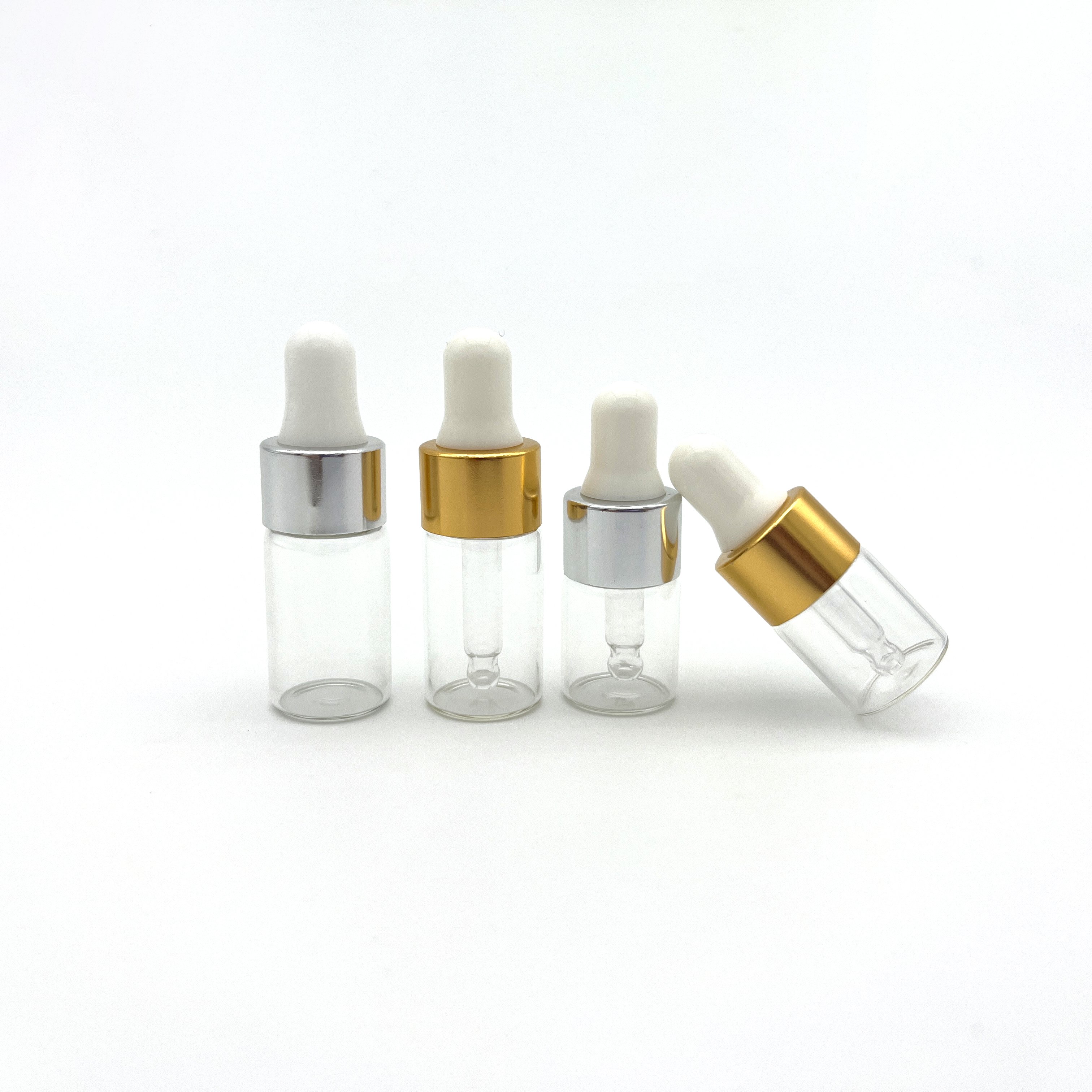 Mini size small size essential oil bottles 1ml 2ml 3ml 5ml transparent glass bottle dropper mini sample tester glass vials