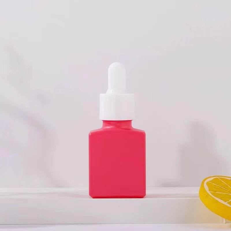 Custom Logo 15ml Colorful Essential Dropper Bottle Square Essence Serum Glass Bottle With White Dropper Top