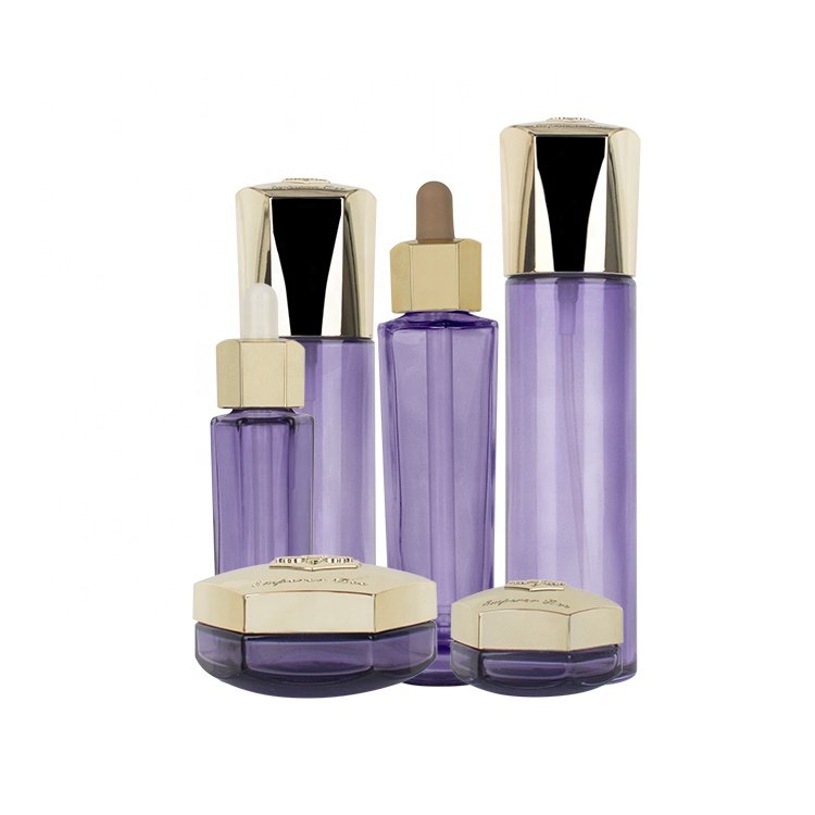 50ML Luxury hexagon clear empty glass dropper bottle Korean skincare cosmetic packaging bottle for hair perfume Facial essence
