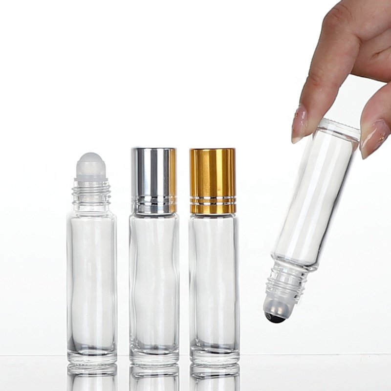 10ml Clear Frosted Perfume Essential Oils Cosmetic Jars Empty Glass Roller Bottle with Roller Ball