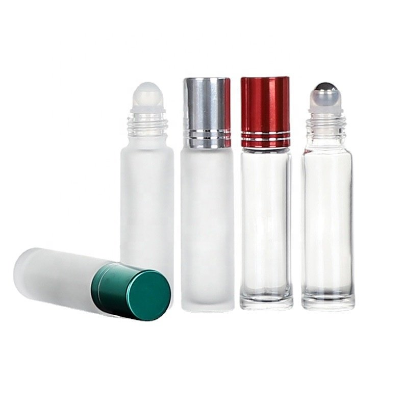 10ml Clear Frosted Perfume Essential Oils Cosmetic Jars Empty Glass Roller Bottle with Roller Ball