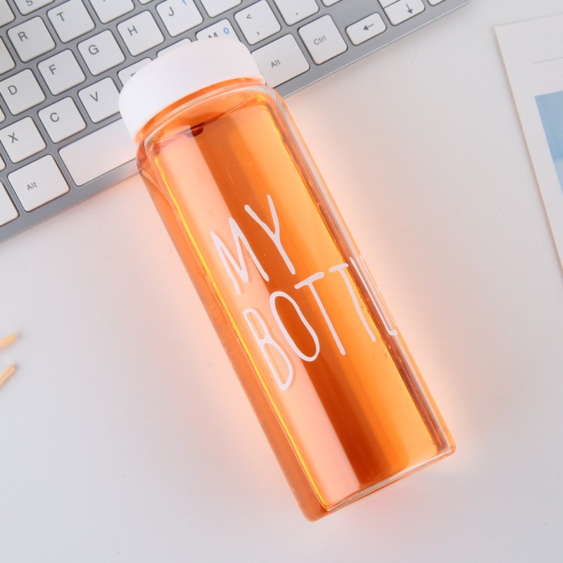 colorful letter glass water bottle with cloth cover frosted portable bottle glass drinking cup