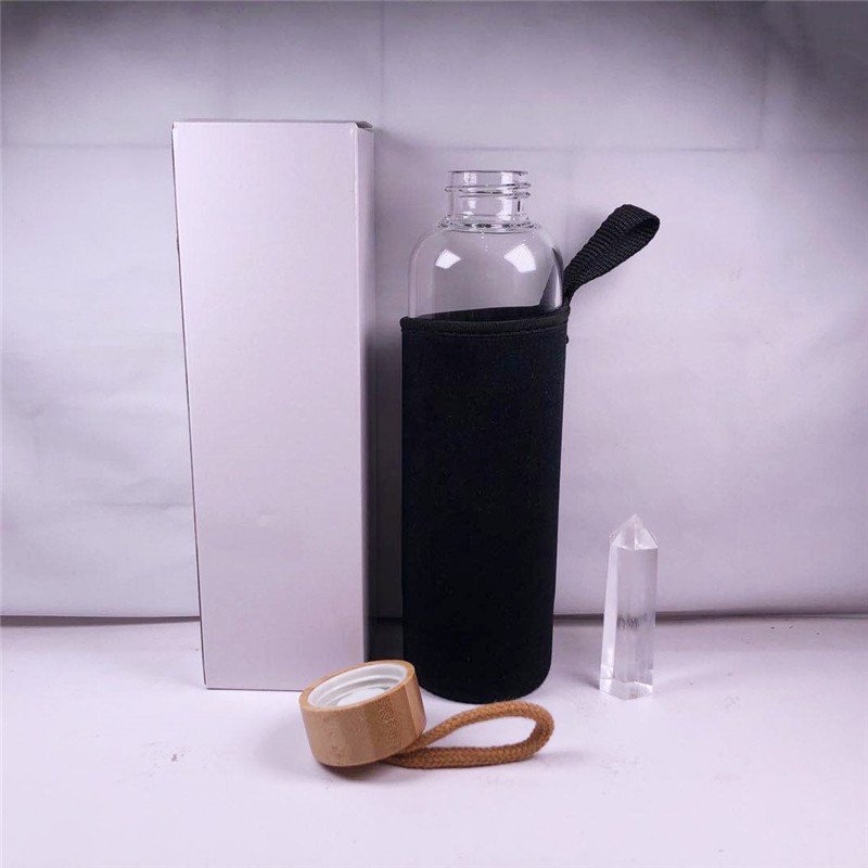 high quality glass crystal bottle water Bamboo quartz crystal cup healing energy Water bottle of immortality