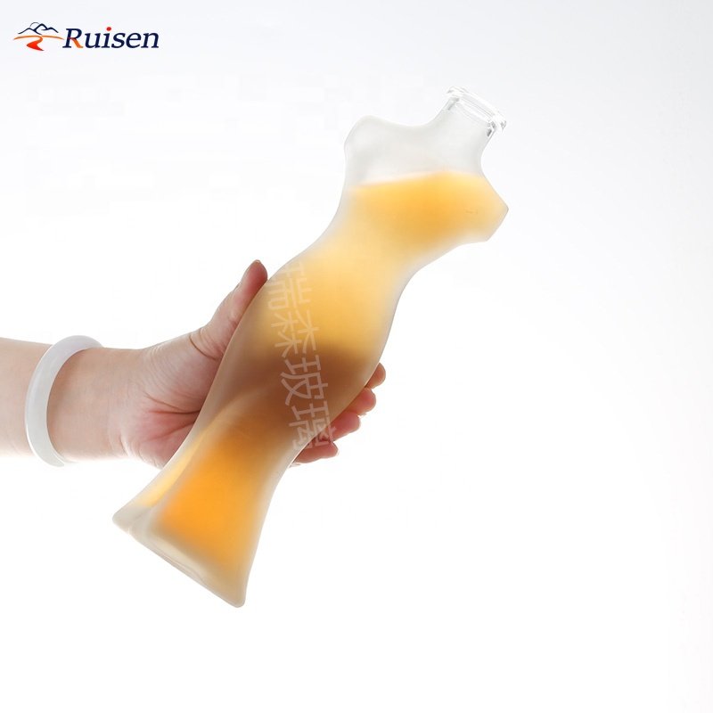 Unique shape glass liquor bottle woman body shape glass bottle for alcohol beverage liquor spirits