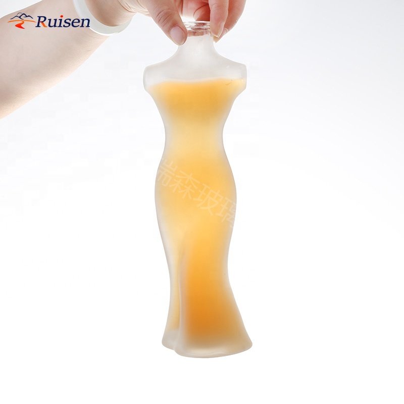Unique shape glass liquor bottle woman body shape glass bottle for alcohol beverage liquor spirits