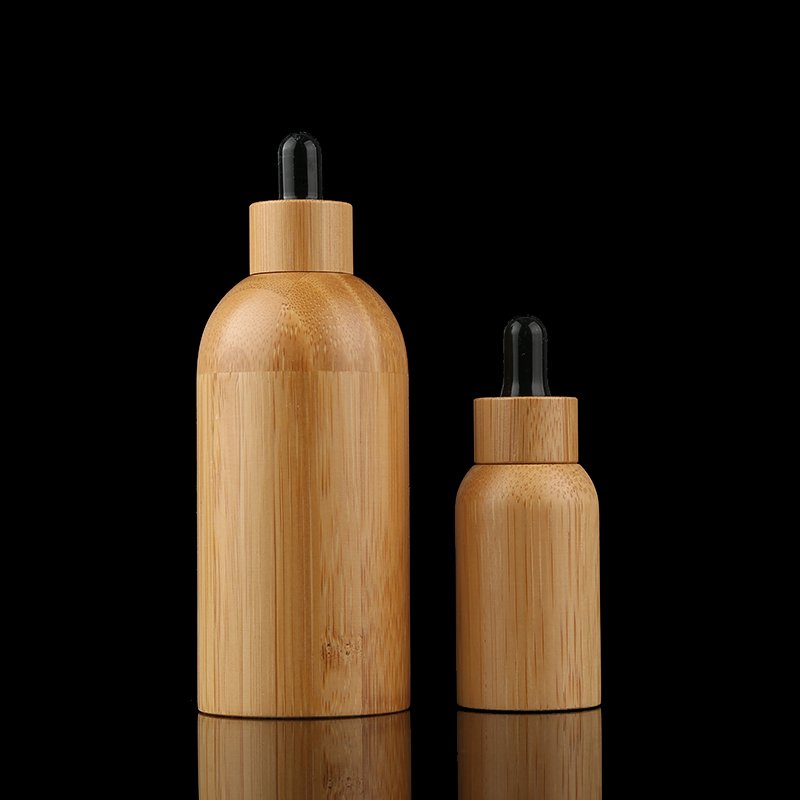 5ml 10ml 15ml 30ml 50ml 100ml Bamboo Cap Oil Dropped Glass Inner Bottle Bamboo Essential Oil Dropper Bottle with Dropper