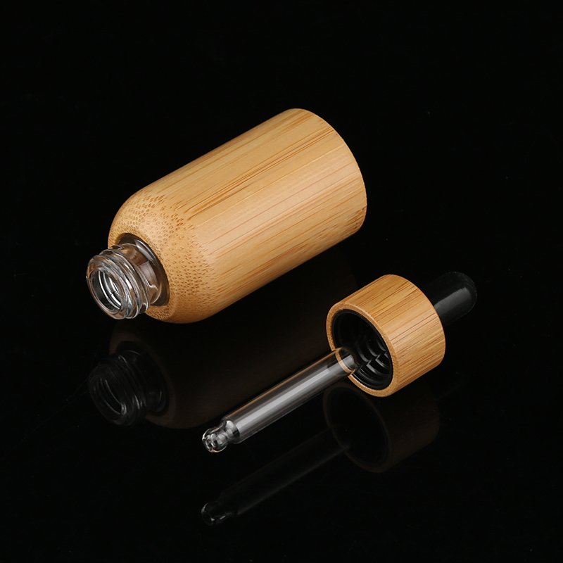 5ml 10ml 15ml 30ml 50ml 100ml Bamboo Cap Oil Dropped Glass Inner Bottle Bamboo Essential Oil Dropper Bottle with Dropper