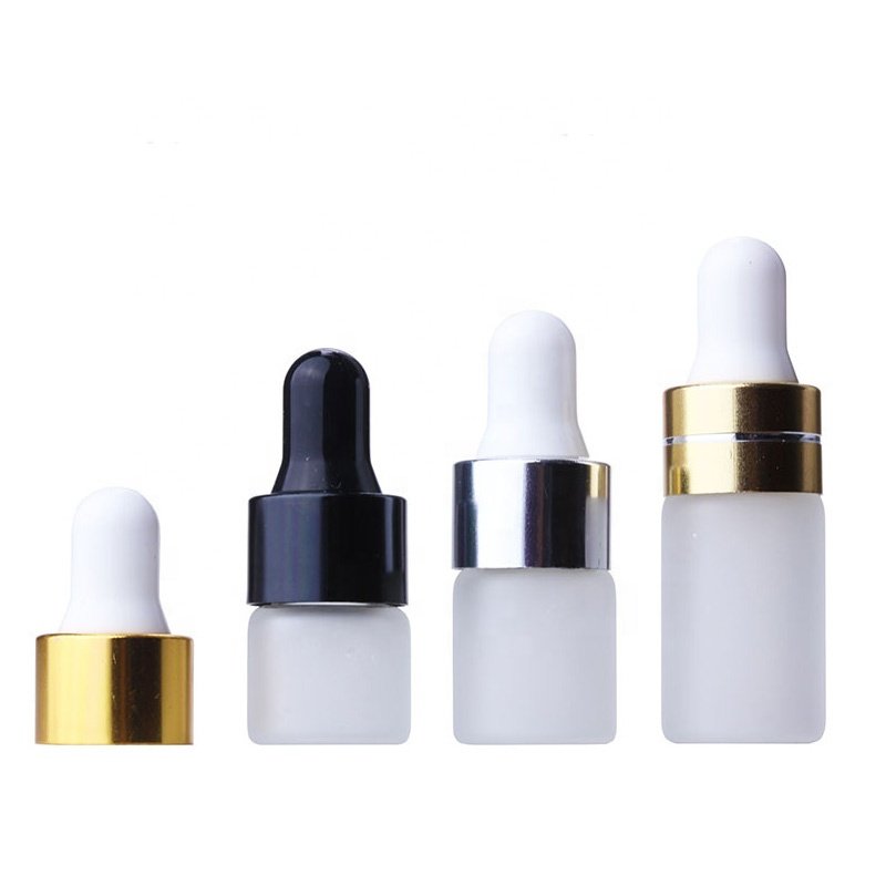 Mini size small glass vials 1ml 2ml 3ml 5ml tube clear glass serum dropper bottle with silver screw cap