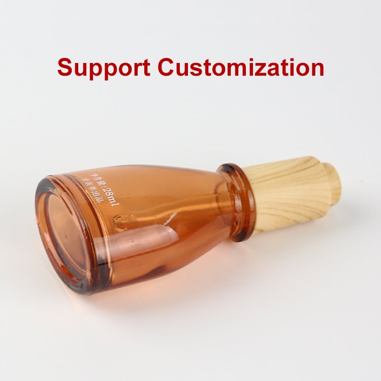 Luxury New Design Shapes Triangle Cosmetic 30ml Serum Essential Oil Empty Bamboo Cap Glass Dropper Bottle