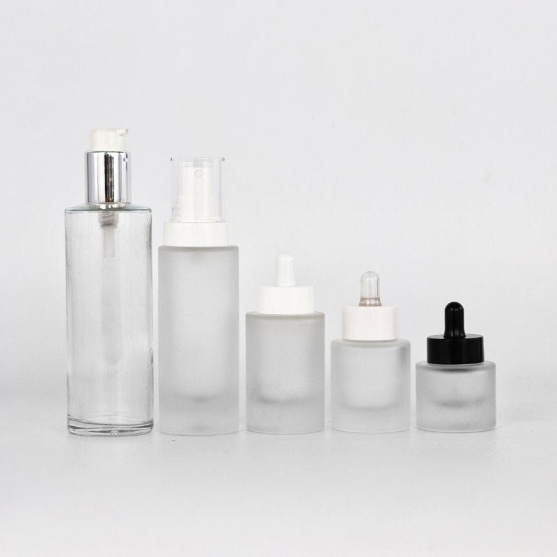 Luxury transparent frosted glass bottle for Cosmetic essential oil serum lotion toner gel Aromatherapy Home Fragrances