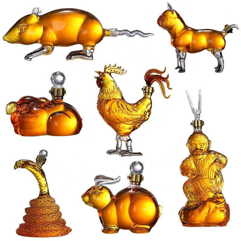 empty glass bottle / dragon art glass bottle 1000ml / 150ml 750ml empty wine glass bottle