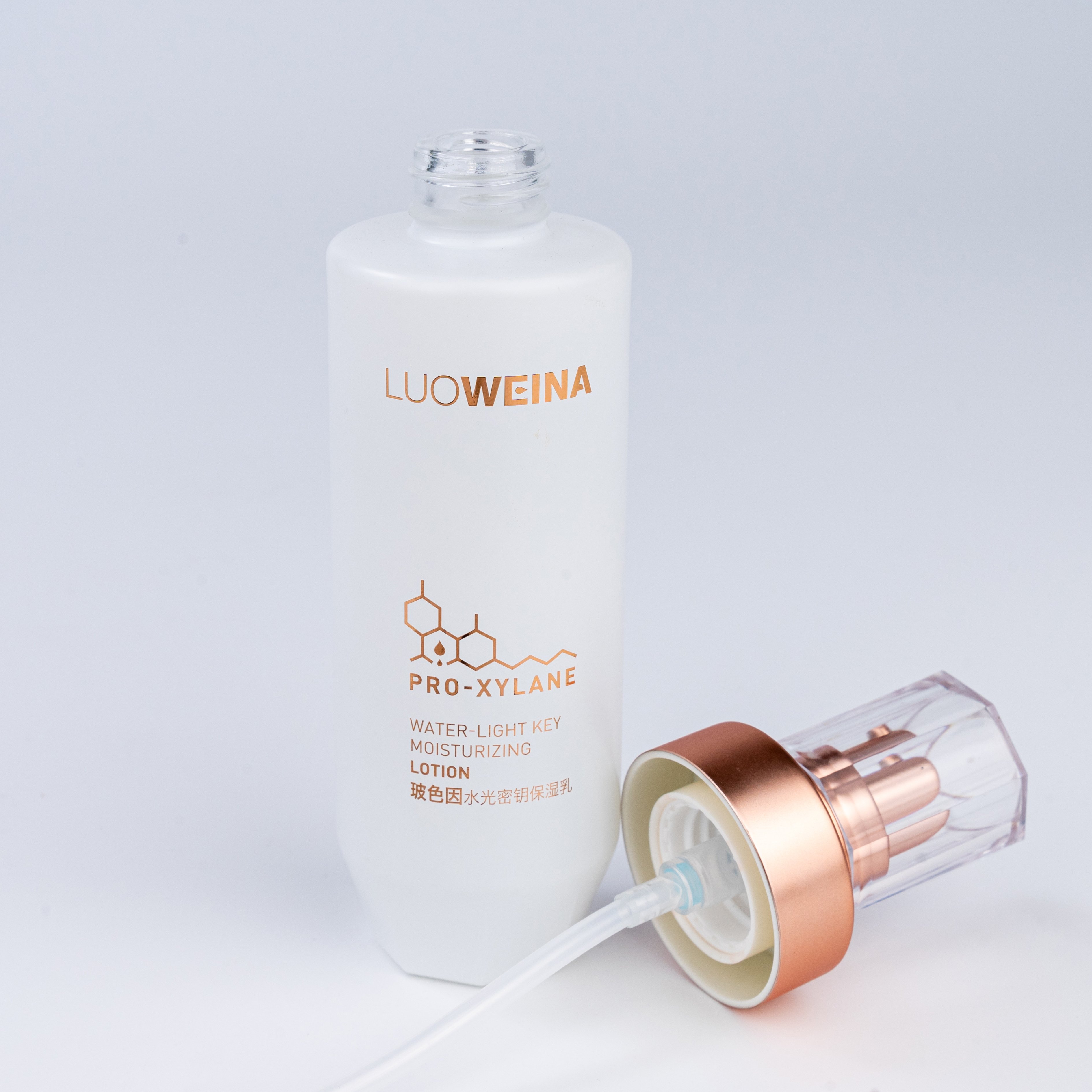 Hot Sale Rose Gold Eco Friendly Empty Glass Bottle And 50G Cream Jar Body Lotion Packaging Customizable Cosmetic