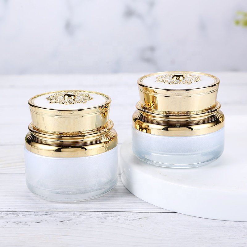 High end glass bottle amber serum press pump bottle face cream can be customized for bottle color and logo printing