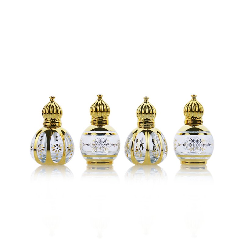 Luxury Golden Arabic Essential Oil Perfume Glass Bottle with Glass Stick