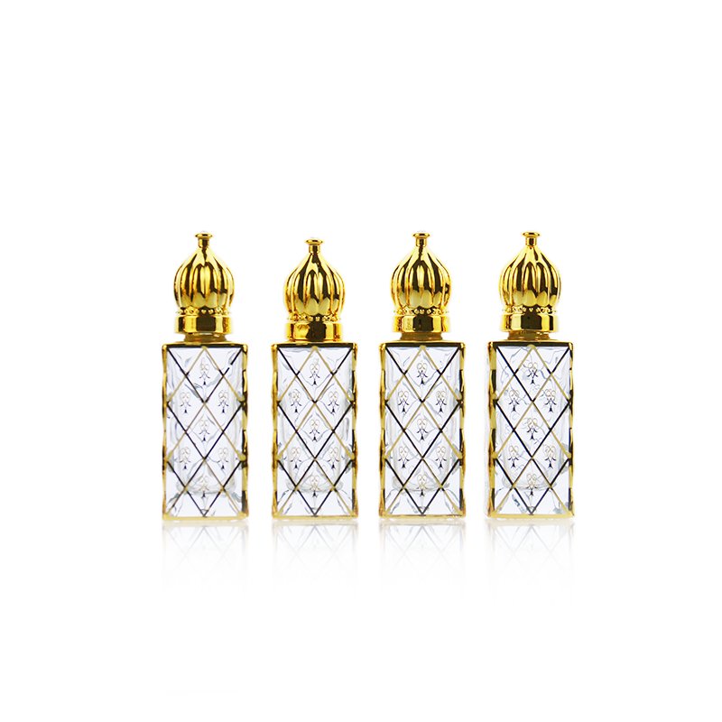 Luxury Golden Arabic Essential Oil Perfume Glass Bottle with Glass Stick