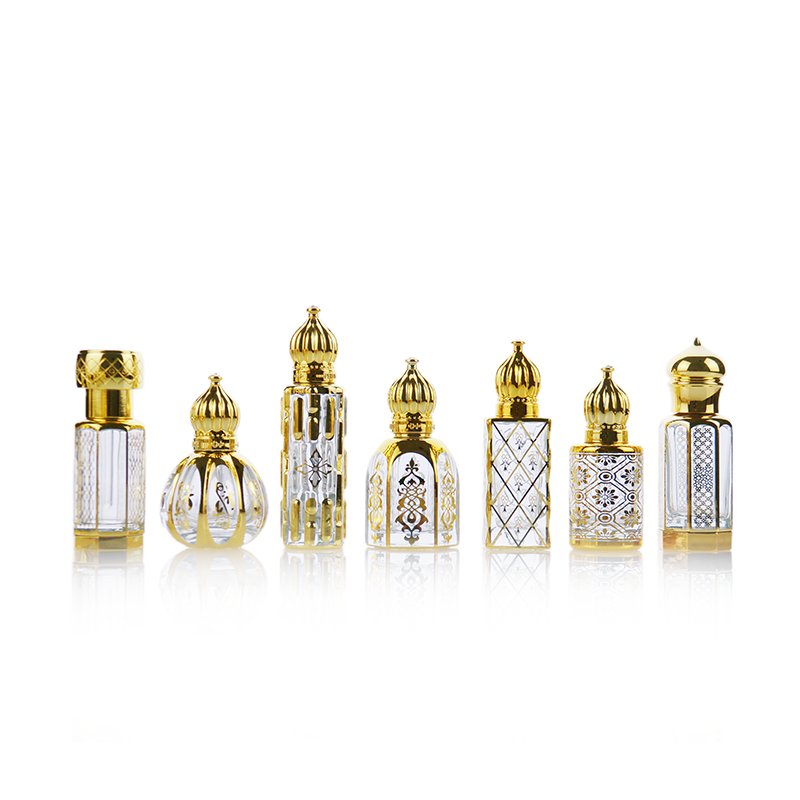 Luxury Golden Arabic Essential Oil Perfume Glass Bottle with Glass Stick
