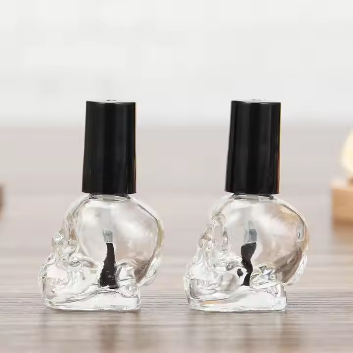 Wholesale apple heart round square flower shape empty nail polish glass bottle with brush black cap