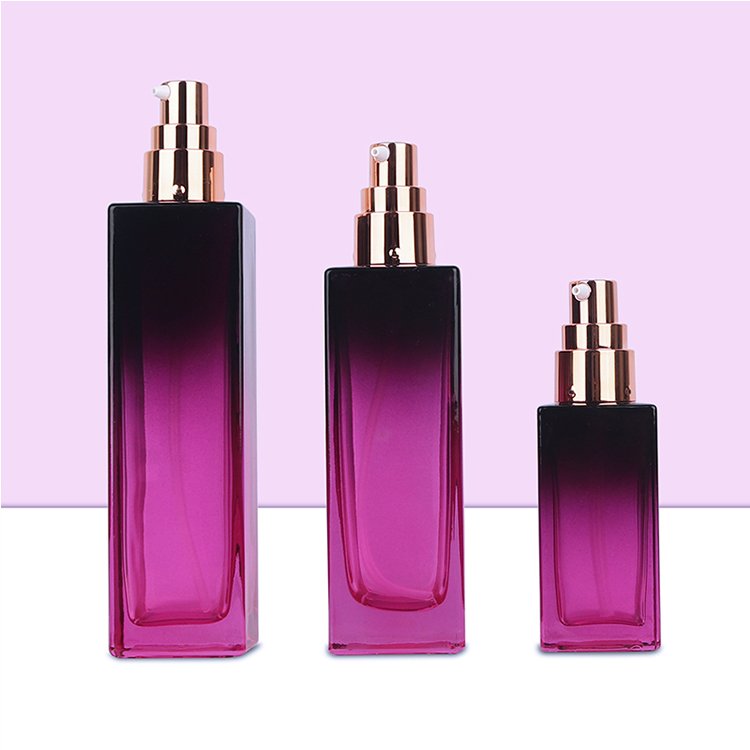 Unique star shaped glass purple color gradient perfume bottle cosmetics skin care package glass set luxury skin care package