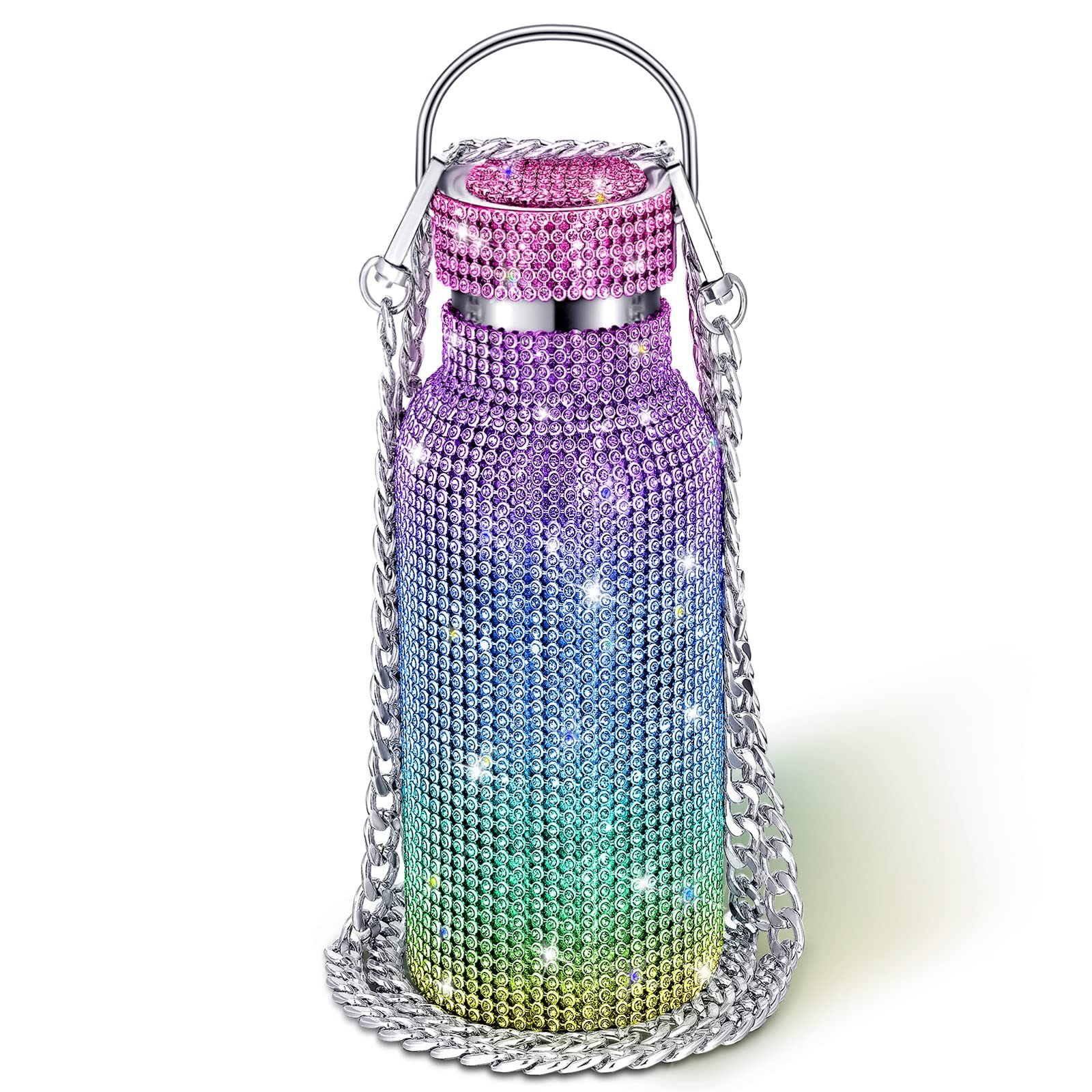 Custom Travel Sports Stainless Steel Tumbler Mug Water Bottle Crystal Diamond Bling Coffee Rhinestone Cup