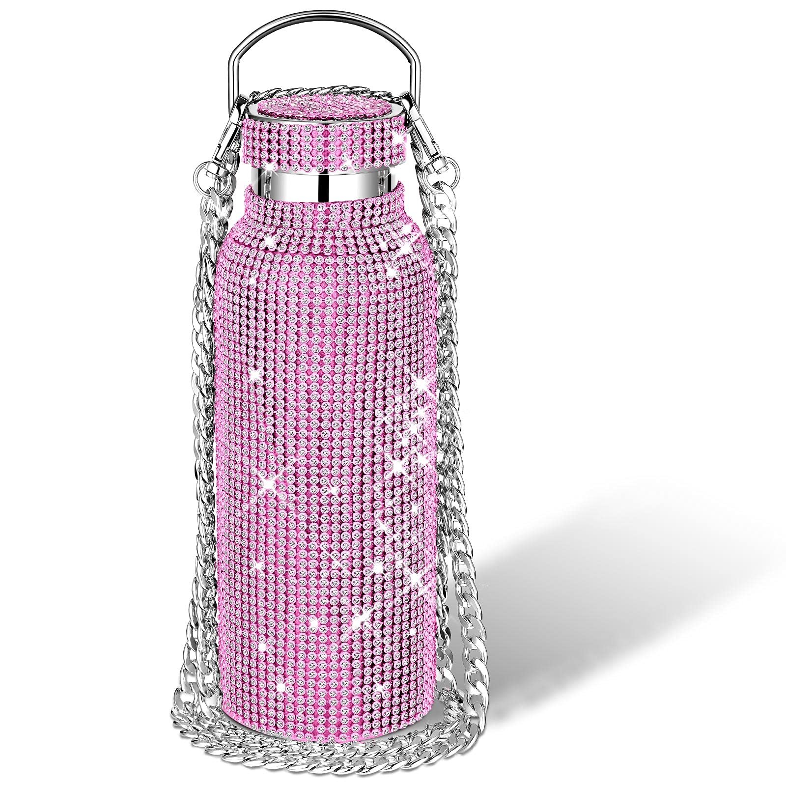 Custom Travel Sports Stainless Steel Tumbler Mug Water Bottle Crystal Diamond Bling Coffee Rhinestone Cup