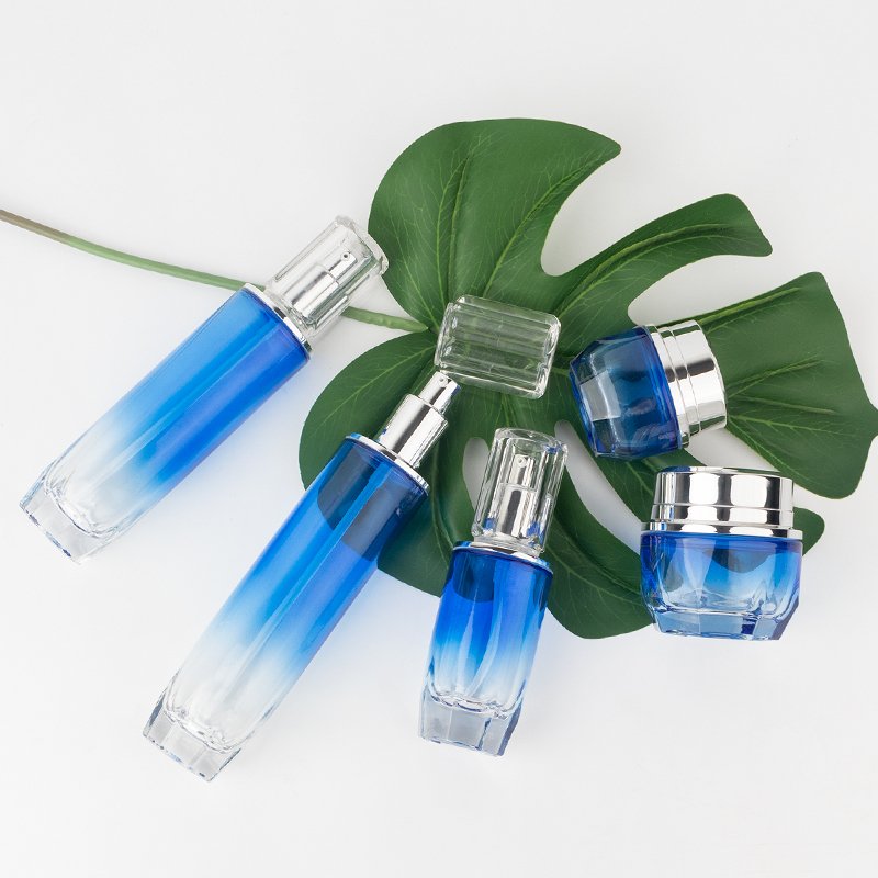 cosmetic packaging set clear empty skincare containers 120ml100ml40ml lotion glass bottle 50g30g cream jar glass bottle