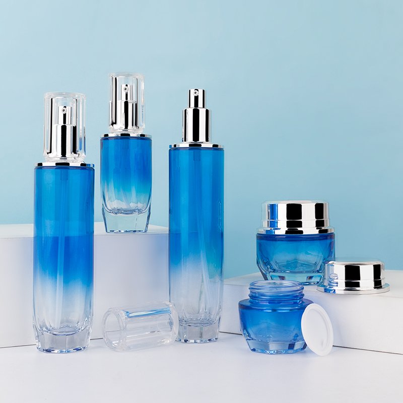 cosmetic packaging set clear empty skincare containers 120ml100ml40ml lotion glass bottle 50g30g cream jar glass bottle