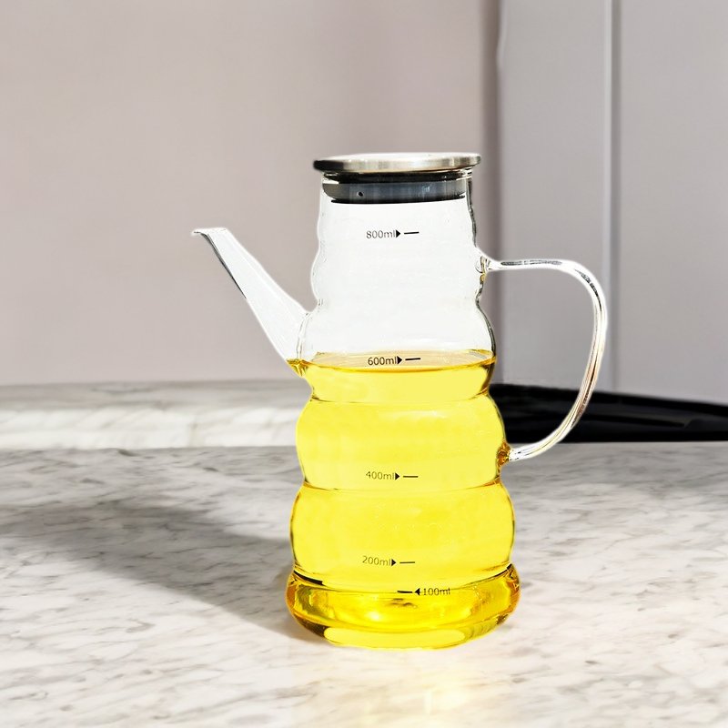 Nordic style 800ML clear glass oil pot for the kitchen glass Vinegar with Lid High Borosilicate Glass Bottle