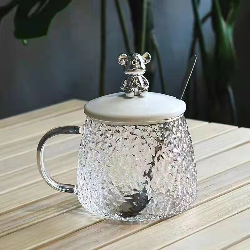 Iced House Glass Water Bottles Clear Portable Tumbler Drinking Cups with Handle Customize borosilicate fitness sport Hot Sales