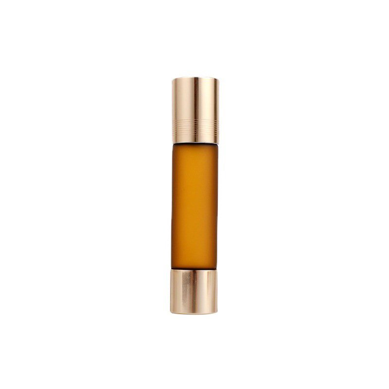 Wholesale 10ml amber double end fitment glass cosmetic essential oil perfume aroma bottle with orifice reducer and roller top