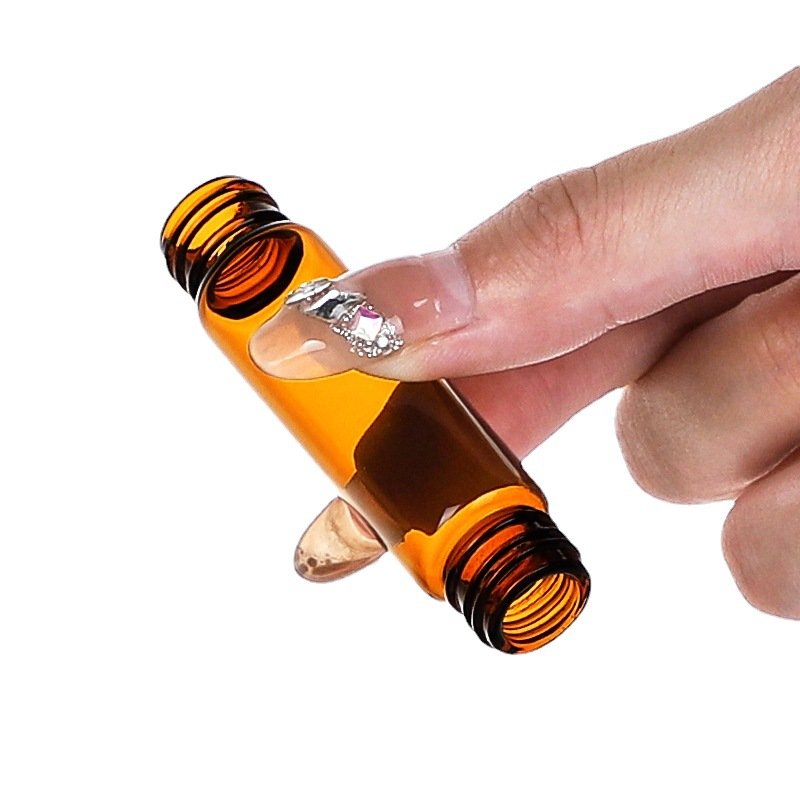 Wholesale 10ml amber double end fitment glass cosmetic essential oil perfume aroma bottle with orifice reducer and roller top
