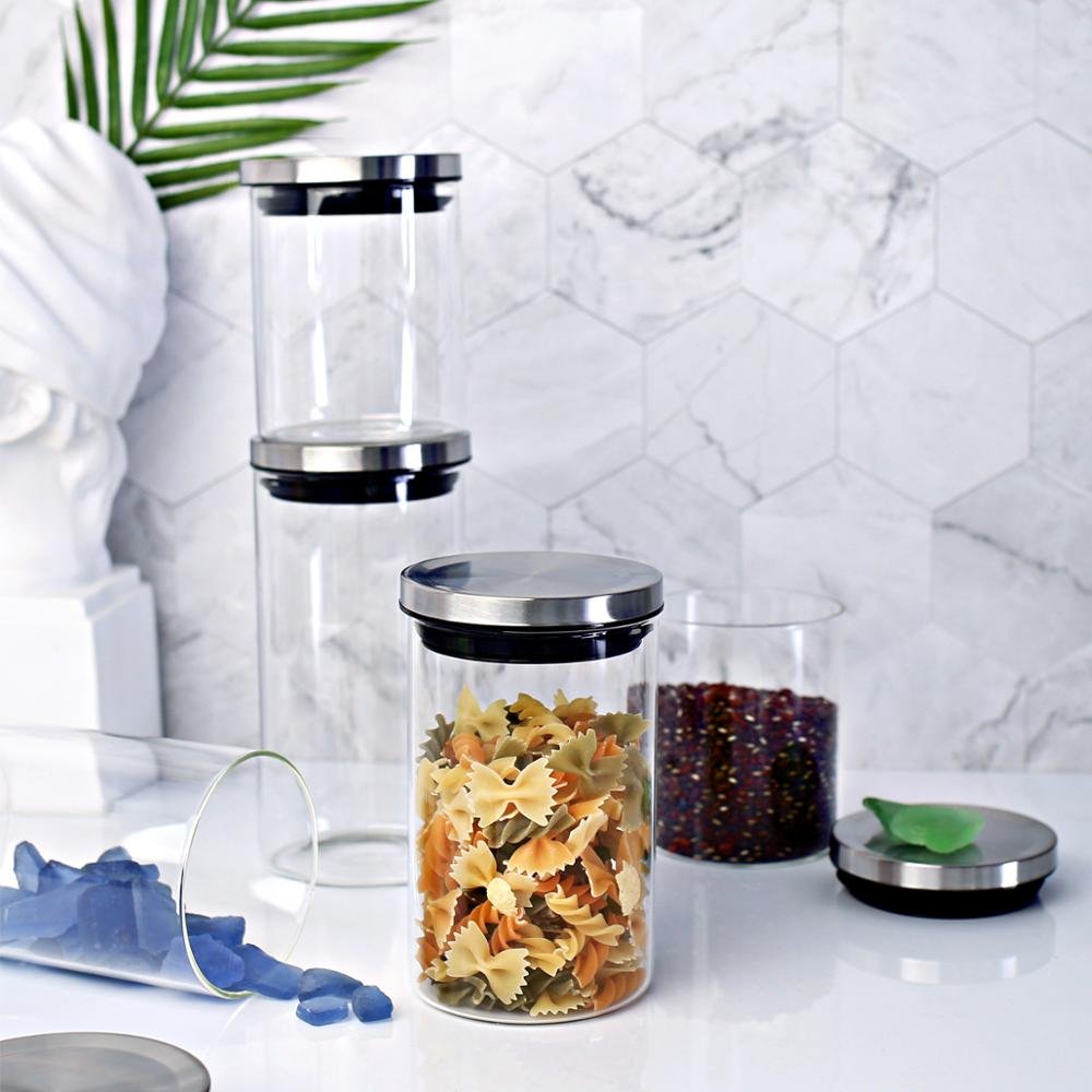 Airtight Sealed High Borosilicate Glass Storage Bottle Jar with Lid - Kitchen Food Container
