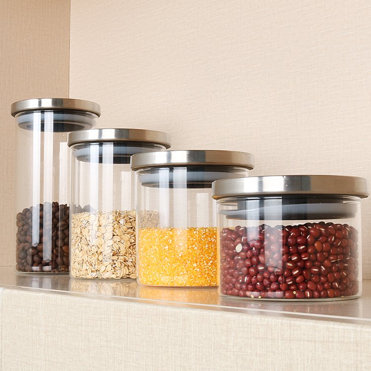 Airtight Sealed High Borosilicate Glass Storage Bottle Jar with Lid - Kitchen Food Container