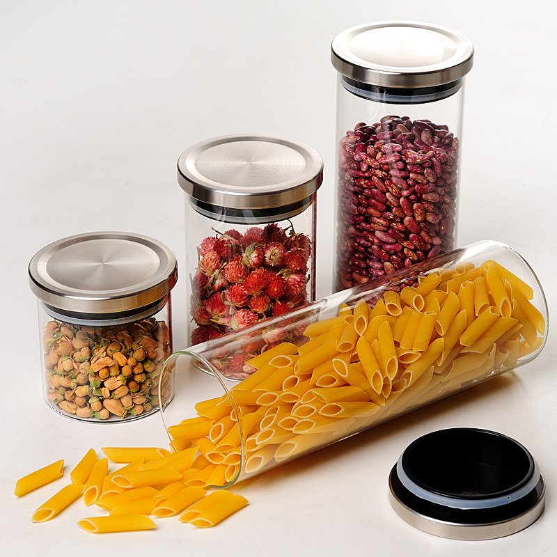 Airtight Sealed High Borosilicate Glass Storage Bottle Jar with Lid - Kitchen Food Container