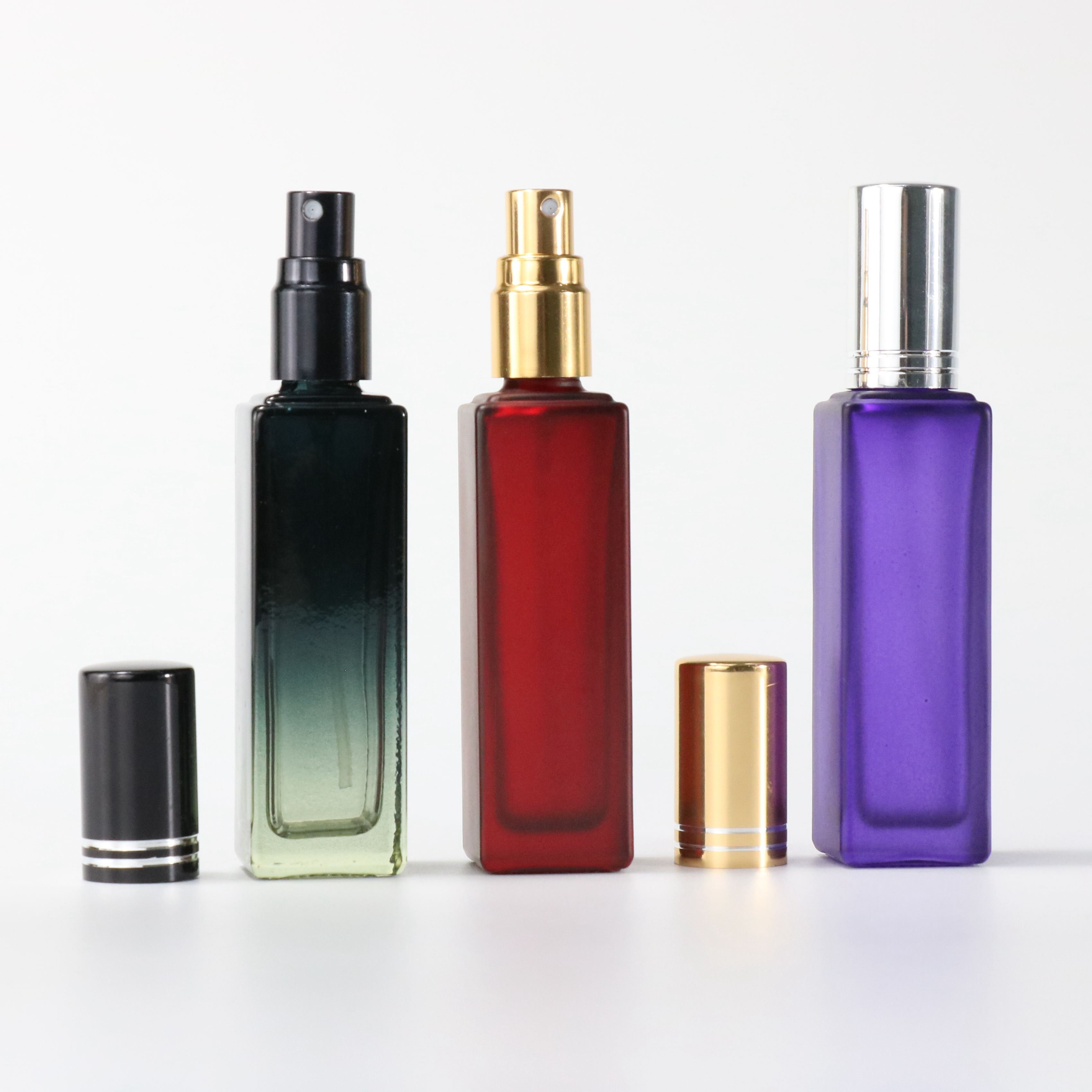 5ml 8ml 10ml 20ml Square Rectangle Shape Spray Glass Refillable Perfume Bottle With gold cap