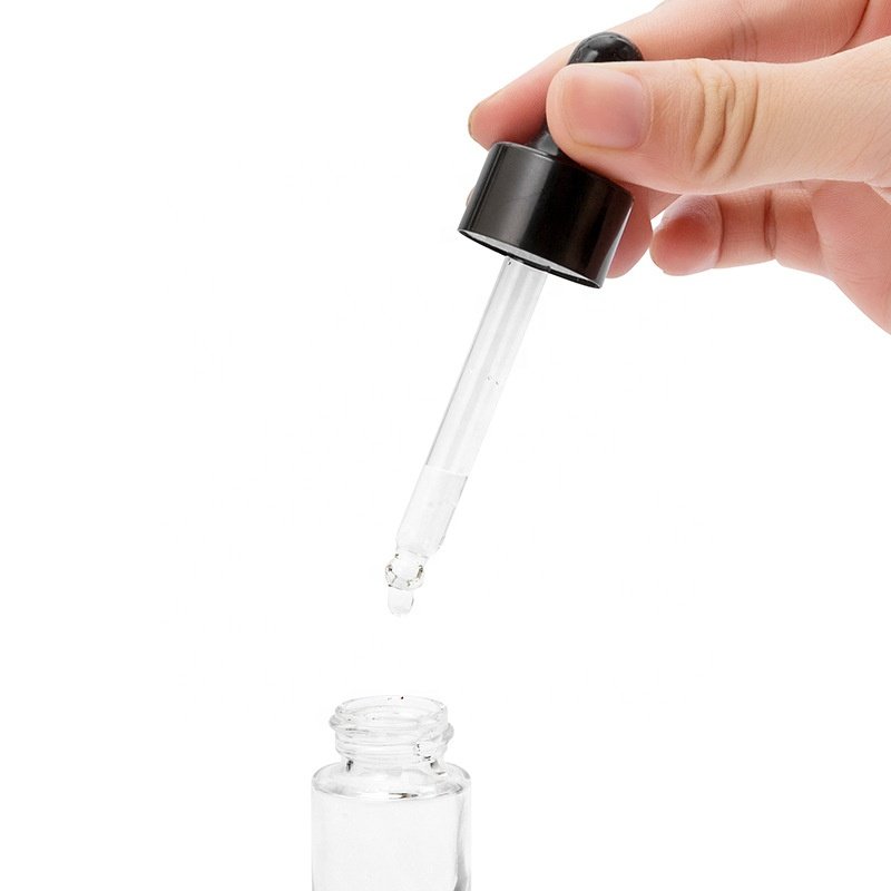 hot sale 10ml 15ml clear quality dropper bottle red frosted essential oil cosmetic glass bottle with dropper