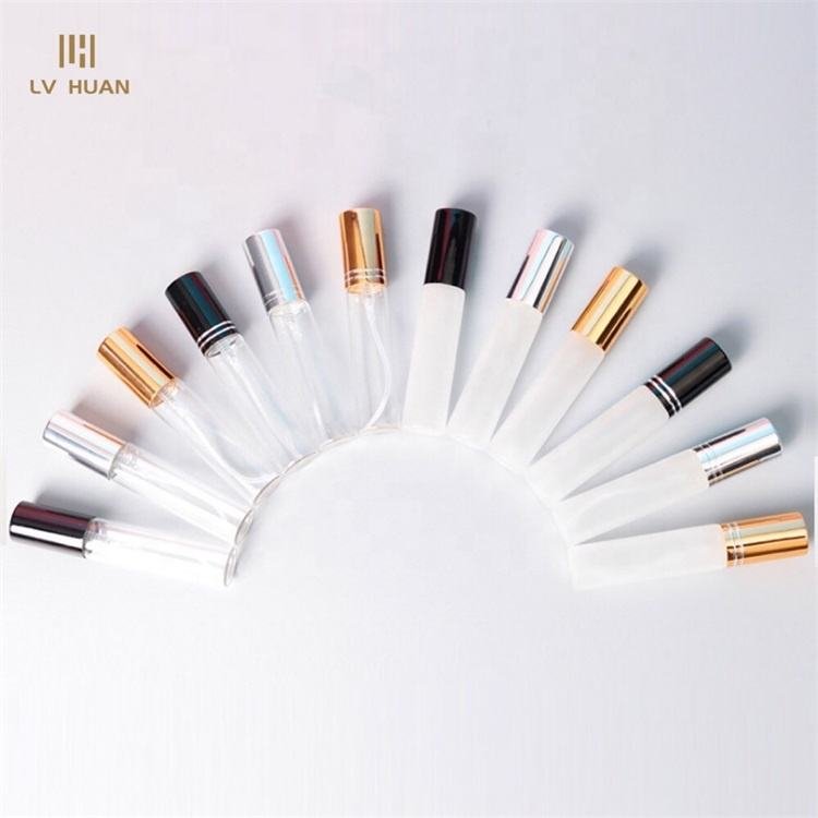 Wholesale 10ml Tube Glass Perfume Bottle with Aluminium Sprayer Cap Mini Glass Bottle for Perfume Package