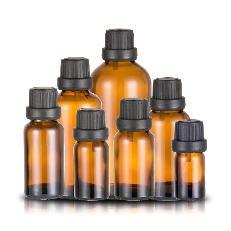 10ml Empty Amber Glass Bottle Vials With Euro Dropper Black Tamper Evident Cap