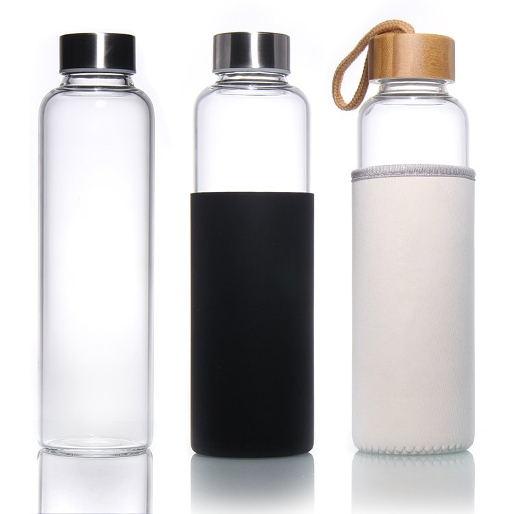 Popular 500Ml 700Ml 1L Transparent High Borosilicate Glass Water Bottle With Stainless Steel Lid