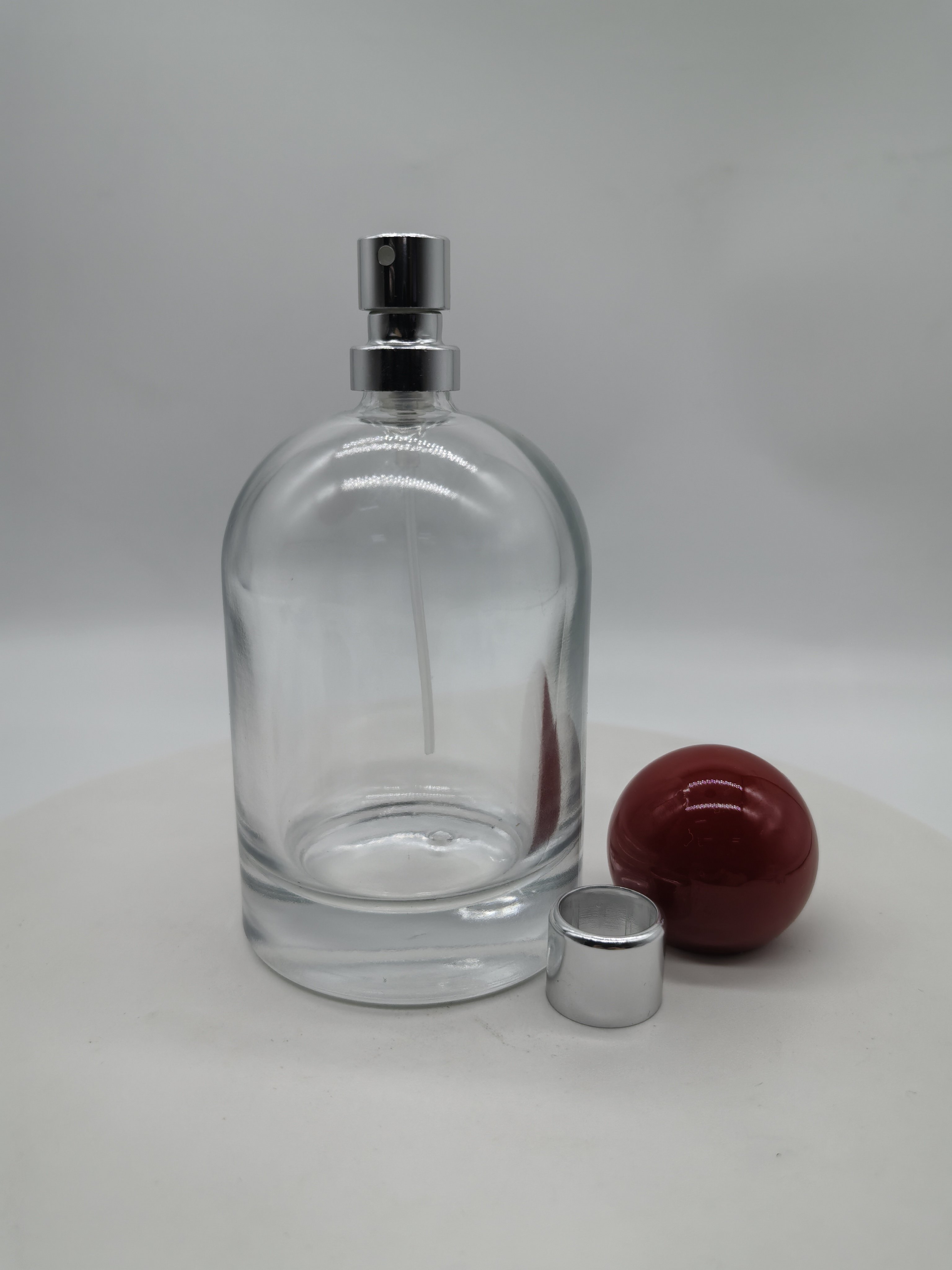 hot sale empty luxury 30ml 50ml 100ml FEA crimping pump clear fragrance all aluminum mist spray with cap perfume glass bottle