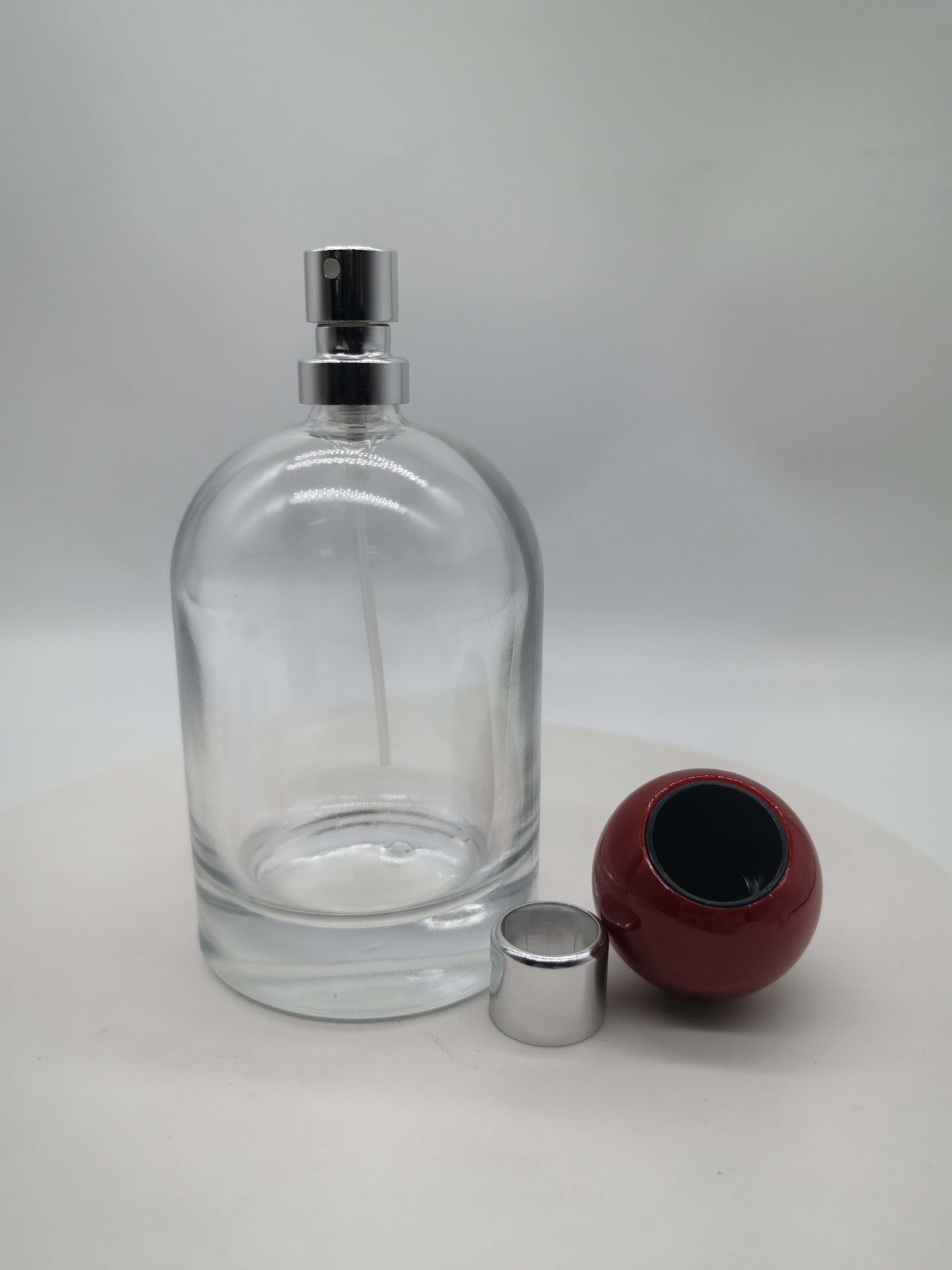 hot sale empty luxury 30ml 50ml 100ml FEA crimping pump clear fragrance all aluminum mist spray with cap perfume glass bottle