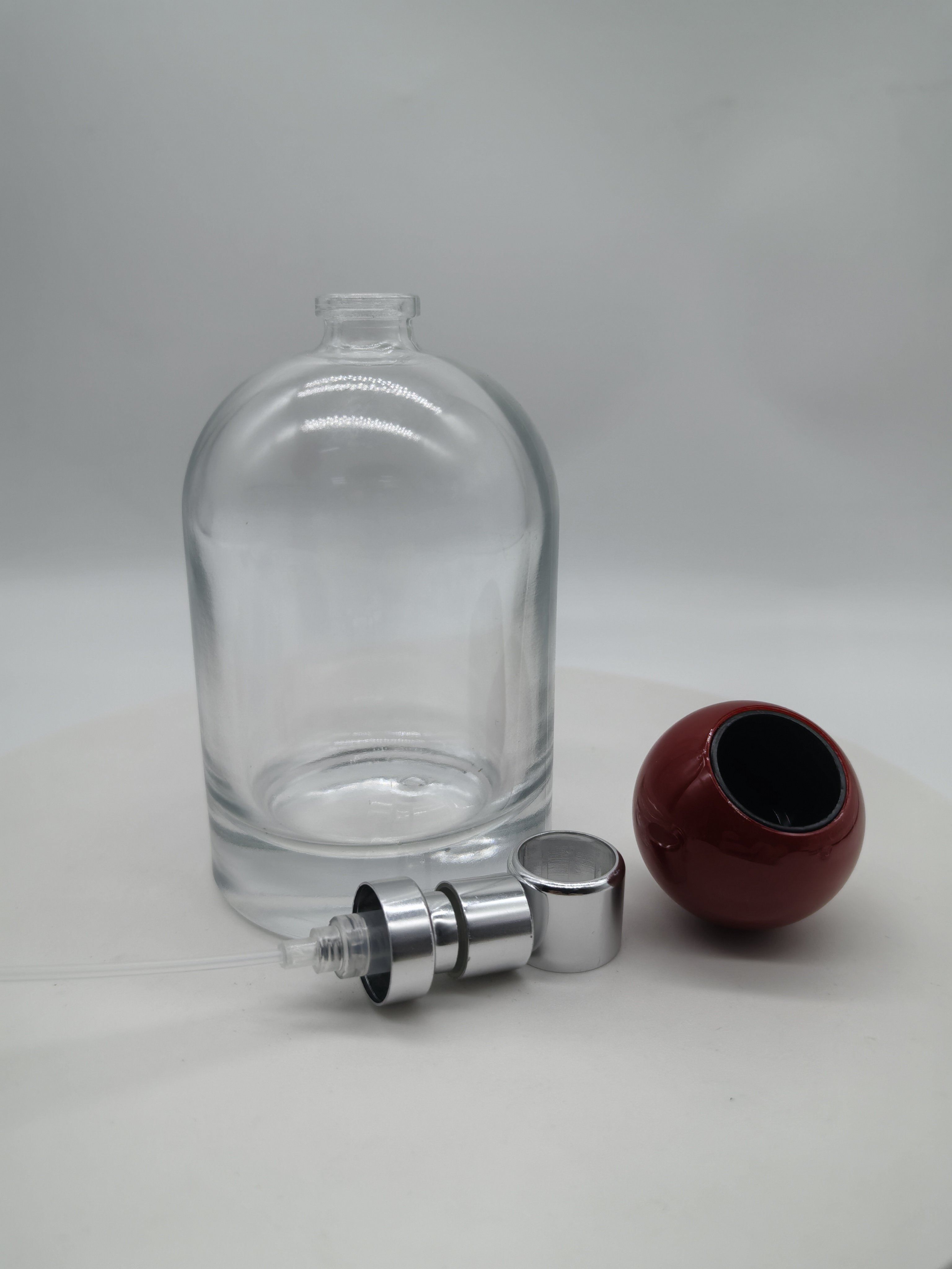 hot sale empty luxury 30ml 50ml 100ml FEA crimping pump clear fragrance all aluminum mist spray with cap perfume glass bottle