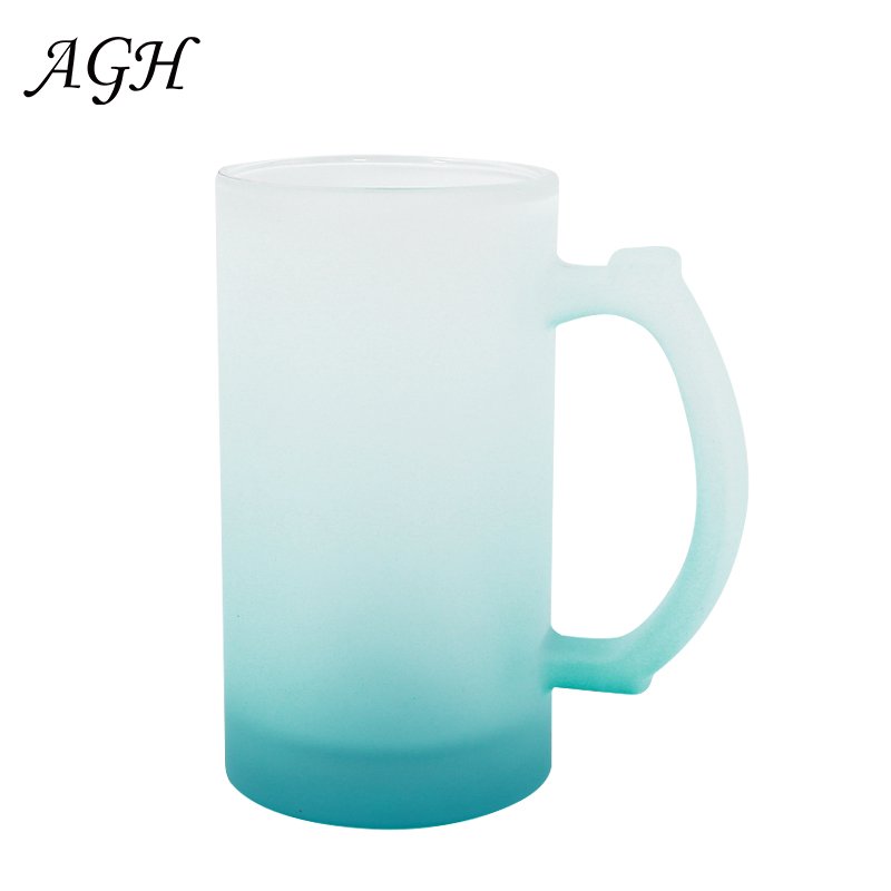 AGH Top Seller 16oz Diy Heat Press Blanks Sublimation Mason Jar With Glass Handles And Straw Drinking For Sublimation