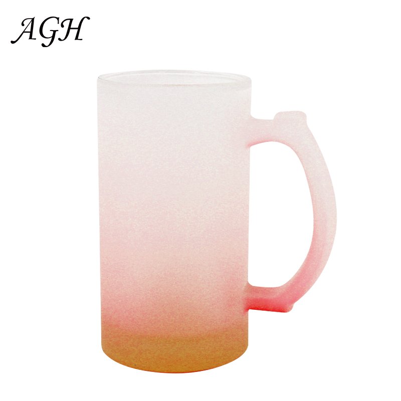 AGH Top Seller 16oz Diy Heat Press Blanks Sublimation Mason Jar With Glass Handles And Straw Drinking For Sublimation