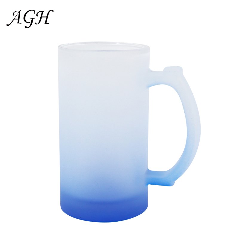 AGH Top Seller 16oz Diy Heat Press Blanks Sublimation Mason Jar With Glass Handles And Straw Drinking For Sublimation