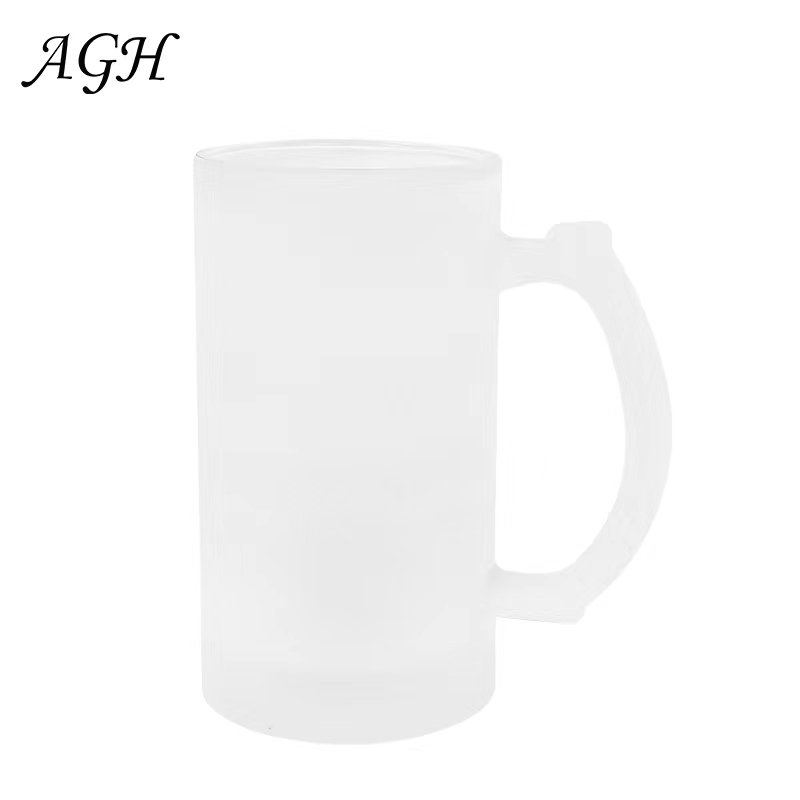 AGH Top Seller 16oz Diy Heat Press Blanks Sublimation Mason Jar With Glass Handles And Straw Drinking For Sublimation