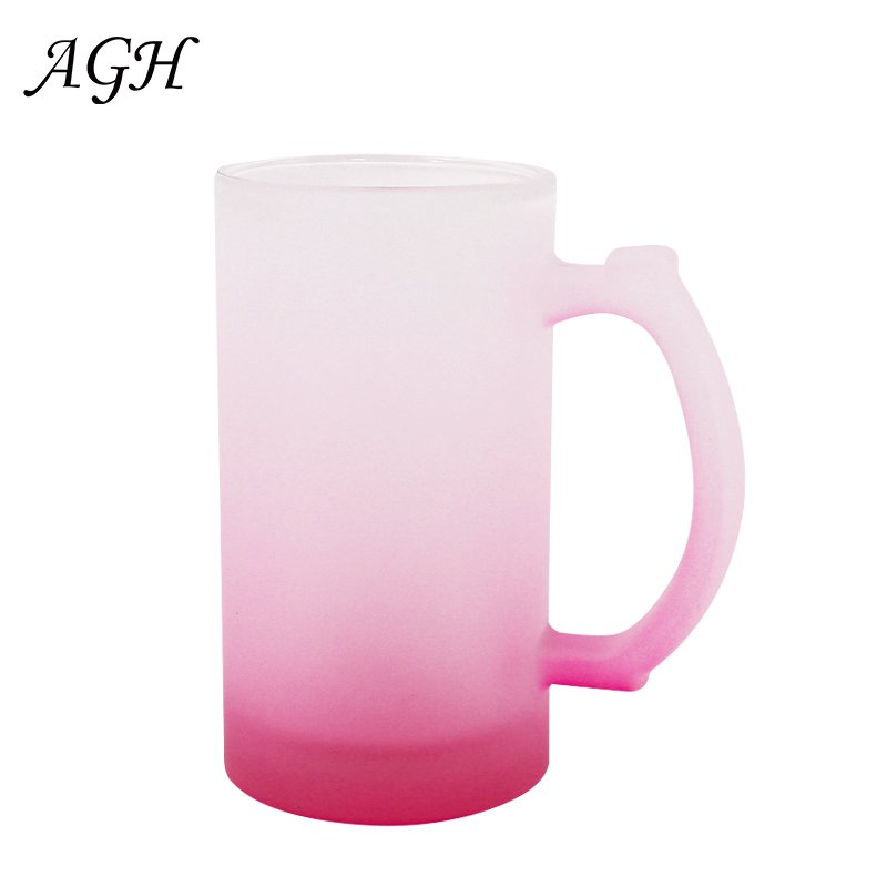 AGH Top Seller 16oz Diy Heat Press Blanks Sublimation Mason Jar With Glass Handles And Straw Drinking For Sublimation